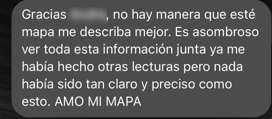 Mensaje de una clienta: nada había sido tan claro y preciso como esto. Amo mi mapa.